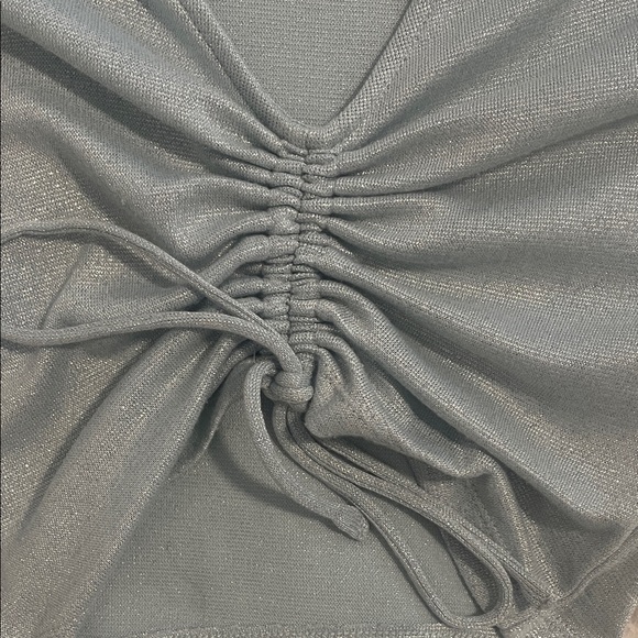 ✨ 3 for $20 Bundle Deal ✨ Wild Fable Shimmering Blue Silver Ruched Blouse - Picture 3 of 5